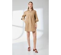 Principles Women's Sand Collared Trim Detail Mini Shirt Dress | Size: 14 Principles Sand 14