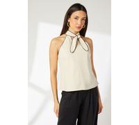 Principles Women's Sand Contrast Detail Halterneck Top | Size: 16 Principles Sand 16