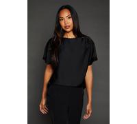 Principles Womens Satin Drape Shoulder T-shirt - Black - Size 10 UK