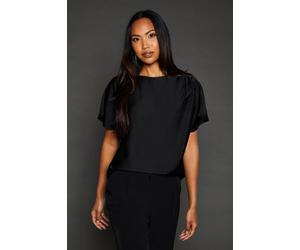 Principles Womens Satin Drape Shoulder T-shirt - Black - Size 14 UK