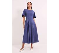 Principles Women's Seam Detail Inserted Pleat Detail Midi Dress in Blue | Size: 12 Principles Blue 12