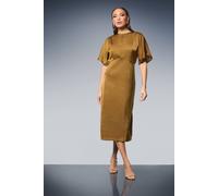 Principles Women's Seam Detail Satin Pencil Midi Dress in Olive | Size: 20 Principles Olive 20