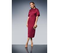 Principles Women's Seam Detail Satin Pencil Midi Dress in Wine | Size: 14 Principles Wine 14