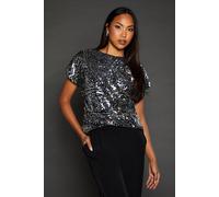Principles Womens Sequin Detail Top - Silver - Size 12 UK