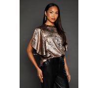 Principles Womens Sleeve Detail Metallic Top - Bronze - Size 18 UK