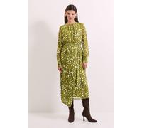 Principles Women's Green Spot Pleat Neck Drape Midi Dress | Size: 12 Principles Green 12