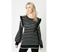 Principles Womens Stripe Frill Sleeve Tunic - Black - Size Small