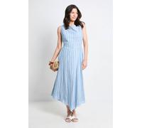 Principles Women's Stripe Sleeveless Asymmetric Midi Dress in Light Blue | Size: 14 Principles Light Blue 14