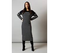 Principles Women's Striped Slouchy Knitted Midi Dress in Black | Size: Small Principles Black S
