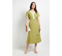 Principles Women's Tailored Contrast Fit & Flare Midi Dress in Light Green | Size: 20 Principles Light Green 20