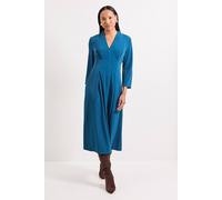 Principles Women's Crepe Pleat Fit & Flare Midi Dress in Teal | Size: 18 Principles Teal 18