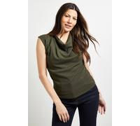 Principles Women's Textured Jersey Cowl Front Top in Khaki | Size: 16 Principles Khaki 16