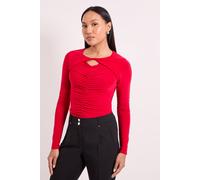 Principles Women's Twist Detail Gauged Front Jersey Top in Dark Red | Size: 14 Principles Dark Red 14