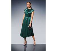 Principles Women's Green Twist Neck Asymmetric Hem Satin Midi Dress | Size: 16 Principles Green 16