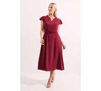 Principles Women's Wine Knot Detail Fit & Flare Midi Dress | Size: 18 Principles Wine 18