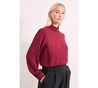 Principles Women's Wine Piping Detail High Neck Blouson Sleeve Blouse | Size: 18 Principles Wine 18
