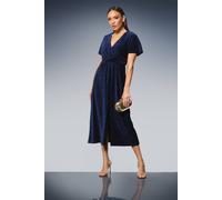 Principles Women's Wrap Crinkle Velvet Midi Dress in Blue | Size: 14 Principles Blue 14
