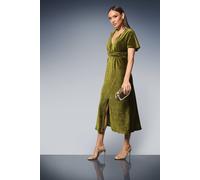 Principles Women's Wrap Crinkle Velvet Midi Dress in Olive | Size: 14 Principles Olive 14