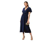 Principles Wrap Crinkle Velvet Midi Dress, 10, Blue