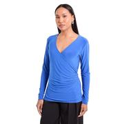 Principles Wrap Ruched Side Long Sleeve Jersey Top, 14, Cobalt
