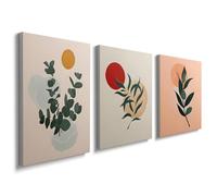 prinfantasy 3 Panel Wall Art Room Decor Boho Abstract Framed Plant Canvas Nature Artwork for Bedroon Bathroom Living Room Kitchen Home Office 12x16 inch H0160