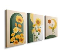 prinfantasy 3 Pieces Wall Art Canvas Prints Sunflower and Gray Art Picture Painting Modern Wall Artwork Framed for Bathroom Bedroom Home Office Decor - 30 x 40 CM, YH074