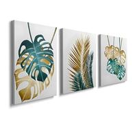 prinfantasy Abstract Botanical Wall Decor Poster - Minimalist Tropic Green Flower Wall Poster for Bedroom Living Room Decor 12x16 in Framed Set of 3 YH1002