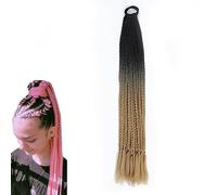 prinfantasy Black Roots to Brown Handmade Braided Wigs Long Straight Synthetic Braids Wigs for Afro America Women Cosplay Party Wigs, BZ188