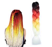 prinfantasy Braided Hair Extensions Fashionable Synthetic Big Braids DIY 1 Cosplay for Women and Girls4 Color Mixed Red Yellow White 1,GBBZ116