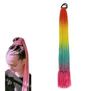 prinfantasy Braided Hair Extensions Fashionable Synthetic Braided Big Braids Wig Cosplay for Women and Girls Men's Orange Bright Yellow Light Blue Rose Red, BZ237