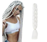 prinfantasy Braiding Hair Extension Jumbo Fiber Silky Colorful Twist Hair Extensions Kanekalon Synthetic Hair Synthetic Fiber Soft Healthy White Hair,GBBZ009
