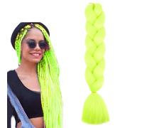 prinfantasy Hair Extensions for Braiding Jumbo Braid Colourful Pre Stretched Heat Resistant Synthetic African Braids Crochet Twist Rainbow Hair Neon Yellow Green,GBBZ022
