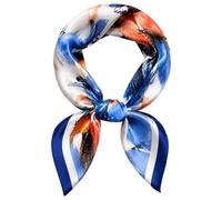 prinfantasy Head Scarfs Women's Scarf with Leaf Pattern in Art Style Square Scarves Blue headscarf GB070511