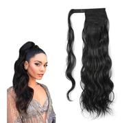 prinfantasy Long Ponytail Extensions Natural Look Heat Resistant Wavy Hairpiece Ponytails Wrap Pony Wig with Magic Paste for Women Girl, MW122