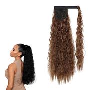 prinfantasy Magic Paste Wrap Around Ponytail Extensions Long Corn Wave Ponytail Hairpiece Clip on Ponytail Hair Extensions for Women GBMW078, 22 inch