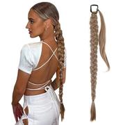prinfantasy Ponytail Extension Braiding 85cm Long DIY Braid Hair Seamless Scrunchies Resistant Fiber Soft Ponytail Natural Soft Synthetic Hairpieces for Women Light Sandy Blonde, MW273