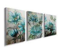 prinfantasy Set of 3 Poster Wall Art Framed Prints Nature Pictures Canvas Flowers Vintage Elegant Botanical for Bedroom Living Room Office Home Decoration GBYH0606