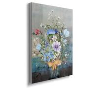 prinfantasy Vintage Flower Canvas Wall Art - Farmhouse Poster Rustic Grey Flower Vase Prints Botanical Oil Painting for Bathroom Bedroom Living Room 12x16 in Framed 1907