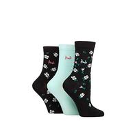 Pringle Ladies Patterned Cotton and Recycled Polyester Socks Pack of 3 Floral Black 4-8