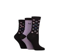 Pringle Ladies Patterned Cotton and Recycled Polyester Socks Pack of 3 Scatter Diamond Black 4-8
