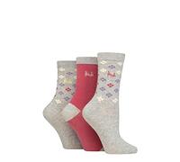 Pringle Ladies Patterned Cotton and Recycled Polyester Socks Pack of 3 Scatter Diamond Light Grey 4-8
