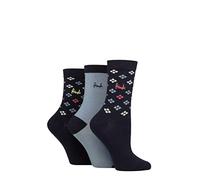 Pringle Ladies Patterned Cotton and Recycled Polyester Socks Pack of 3 Scatter Diamond Navy 4-8
