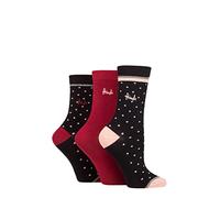 Pringle Ladies Patterned Cotton and Recycled Polyester Socks Pack of 3 Small Polka Dot Black 4-8