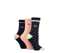 Pringle Ladies Patterned Cotton and Recycled Polyester Socks Pack of 3 Small Polka Dot Navy 4-8
