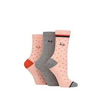 Pringle Ladies Patterned Cotton and Recycled Polyester Socks Pack of 3 Small Polka Dot Pink 4-8