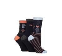 Pringle Ladies Patterned Cotton and Recycled Polyester Socks Pack of 3 (UK, Numeric, 4, 8, Regular, Regular, Navy Diamond/Stripe)