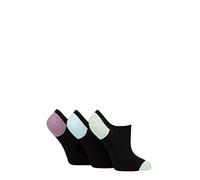 Pringle Ladies Plain Cotton Secret Socks Pack of 3 Black Purple/Light Blue/Green Heel & Toe 4-8