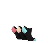 Pringle Ladies Plain Cotton Secret Socks Pack of 3 (UK, Numeric, 4, 8, Regular, Regular, Black Turquoise/Peach)
