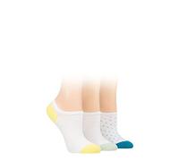 Pringle Ladies Plain Cotton Secret Socks Pack of 3 Yellow/Mint/Blue Dots 4-8