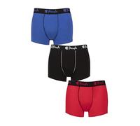 Pringle Mens Combed Cotton Trunks - Black, Multicolour, Plain, Logo Waistband, Stretchy, Label-less, 3 Pack Sizes S,M,L,XL Blue/Black/Red M